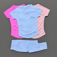 Ensemble 2 pièces pour femme, couleur unie, t-shirt à manches courtes décontracté d'été, pantalon long taille haute, tenue de sport douce et respirante pour tous les jours 5