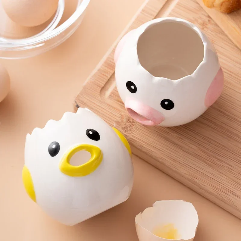 Cute Chicken Ceramic Egg White Separator Creative Egg Yolk Protein Separator Filter Cooking Baking Tools Kitchen Accessories