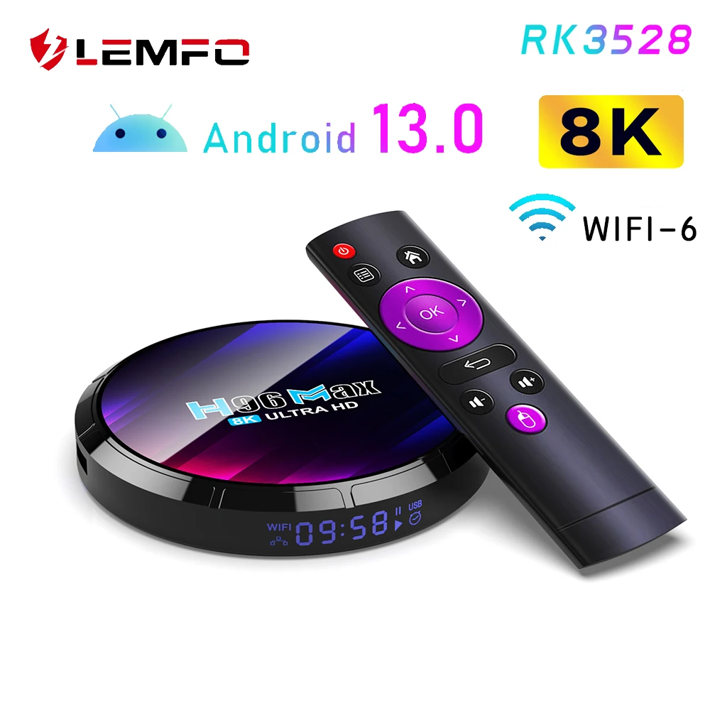 LEMFO – H96 Max V56 Smart boitier iptv, Android 12, 8 go/64 go, 8K, RK3566,  1000M, lecteur multimédia, décodeur, IPTV, 12.0, boîtier tv android 12, ip