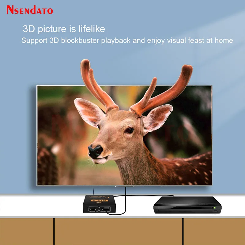 4K UHD 3D HDMI-Compatible Splitter 1X2 4K 30Hz 1 in 2 out HDMI-Compatible Switch Converter For DVD PS4 Xbox PC HDTV Monitor