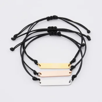 10pcs Strip Charm Bracelets Mirror Polish Stainless Steel Adjustable Bracelets For Women's Christmas New Year Jewelry