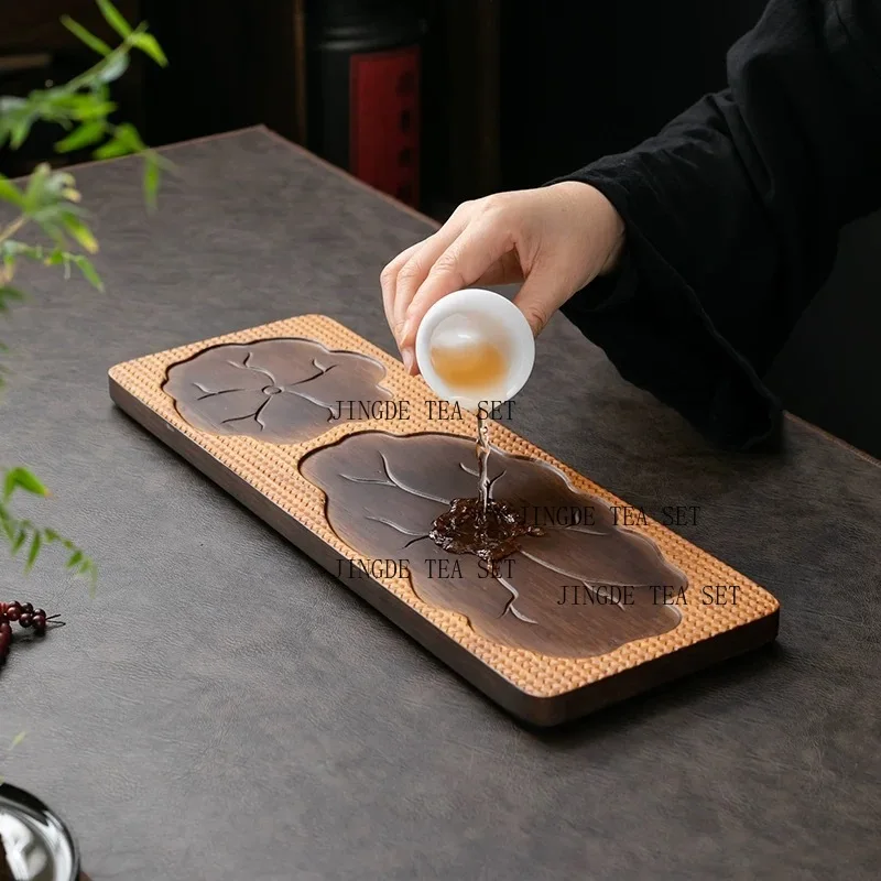 Bamboo lotus tray Japanese style simple dry brewed tea table tea tray Kung Fu tea decoration ornament