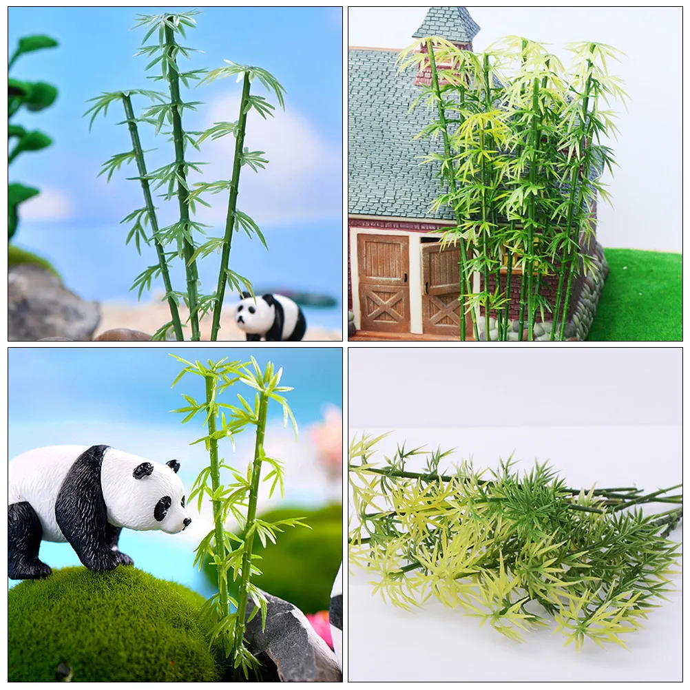 50pcs 인공 대나무 식물 모조 플라스틱 나무 장식 실물 같은 미니어처 인공 대나무 식물 파티 DIY