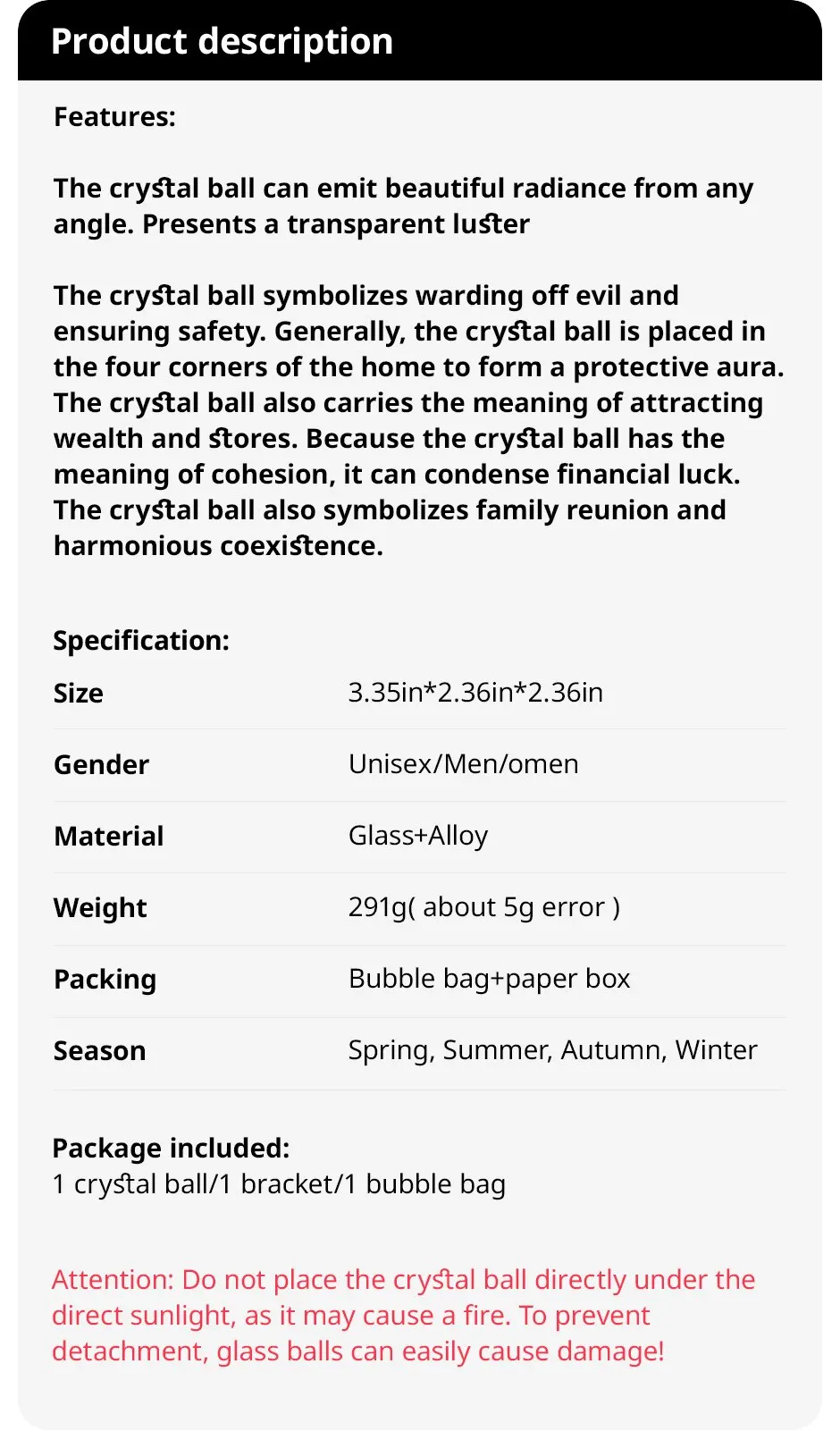 1pc Crystal Ball Ornament, Space Series Home Decorative Art, Holiday Gift