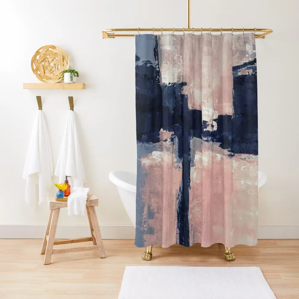 

peach navy abstract Shower Curtain Toilet Accessories Bathroom Bath Curtains