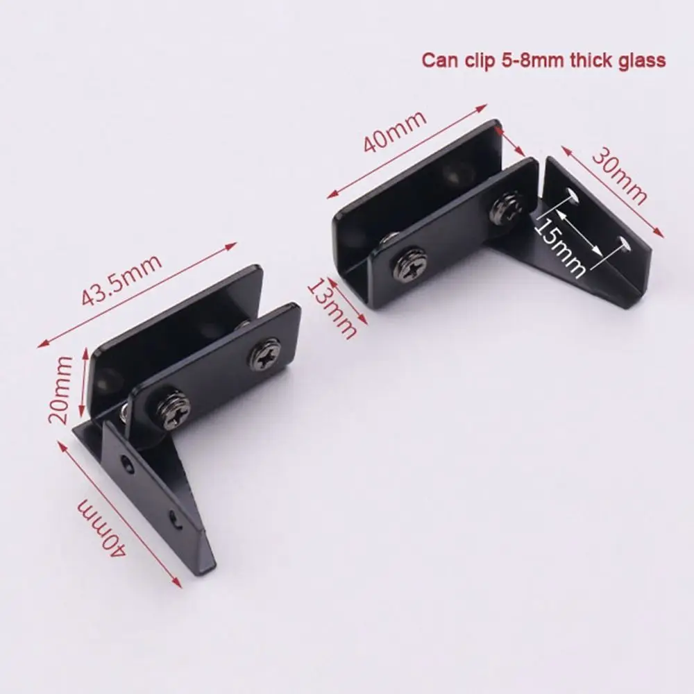 Description Picture 3 of item2PCS Zinc Alloy Glass Door Hinge Hardware Side Mounted Frameless Clamp Furniture No Drilling Cabinet Door Hinge Glass Cabinet