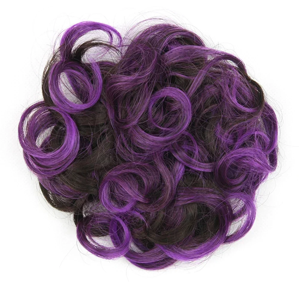Soowee Synthetic Messy Bun 퍼플 업두 헤어밴드 유연한 스크런치 곱슬머리 헤어피스 시뇽 헤드밴드 스크런치