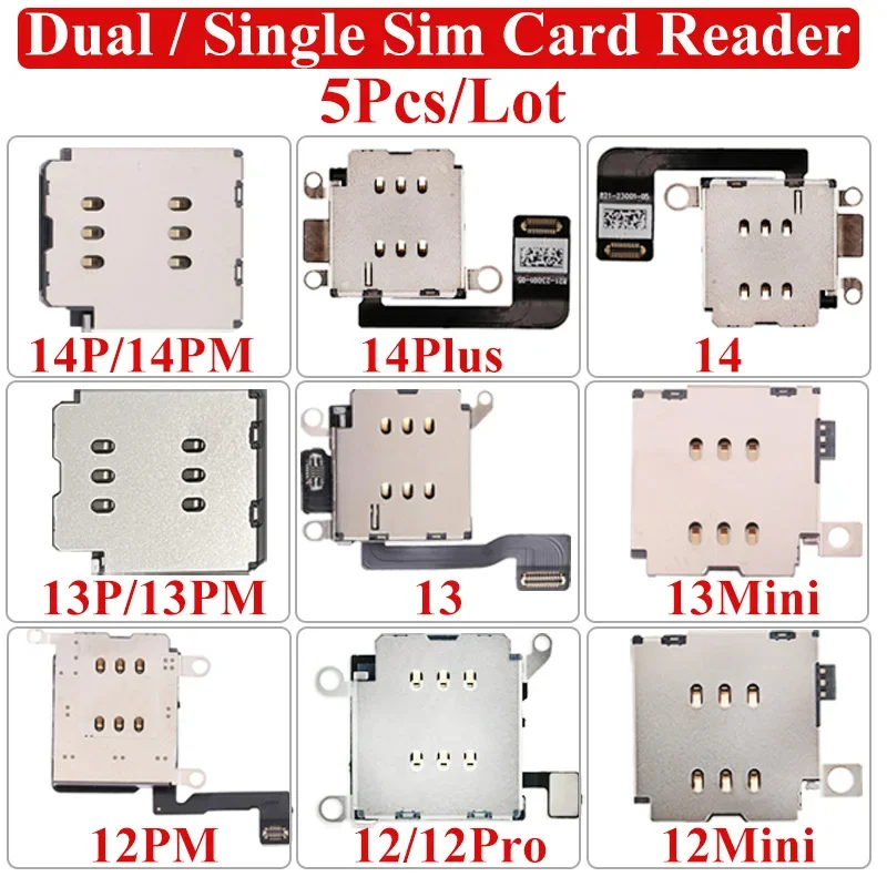 Dual Sim Card Vassoio Presa Slot Adattatore Connettore Cavo Flessibile Per Iphone Single 13 Pro Max 12Pro 13Mini 14Promax 14Plus 5 Pz/Lotto