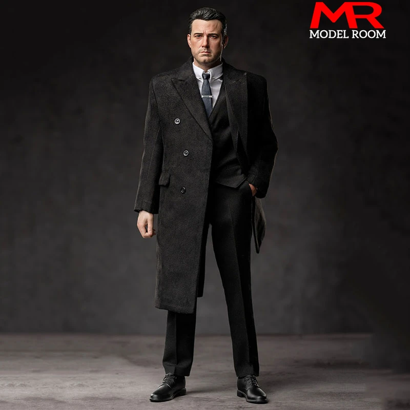 

TOPO TP006 1/6 Mr. Rich Ben Affleck Black Coat Western-style Suit Set Clothes Model Fit 12'' Male Soldier Action Figure Body