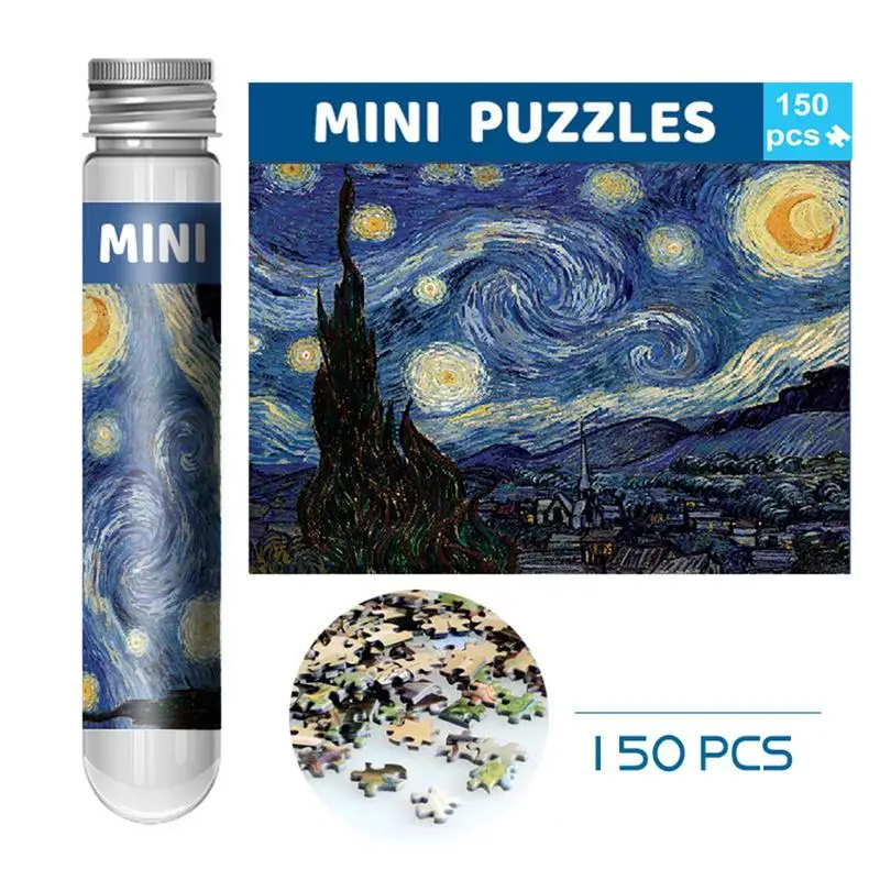 Mini Puzzles For Adults Difficult Tiny Puzzle 150 Piece Creative Anti Fade Sturdy Tear Resistant Portable Tube Small Jigsaw 4pcs lot mini pocket notebook kraft paper memo pad notepad stationery scrapbooking memo notes to do list tear checklist note pad