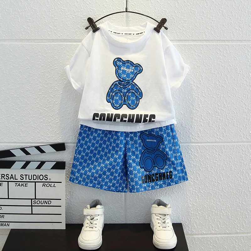 

Children's Summer Suit New Cartoon Letter Short Sleeve T-shirt Tops+Shorts Leisure Set2-piece Set 2 3 5 8 Y Baby Summer Outfits
