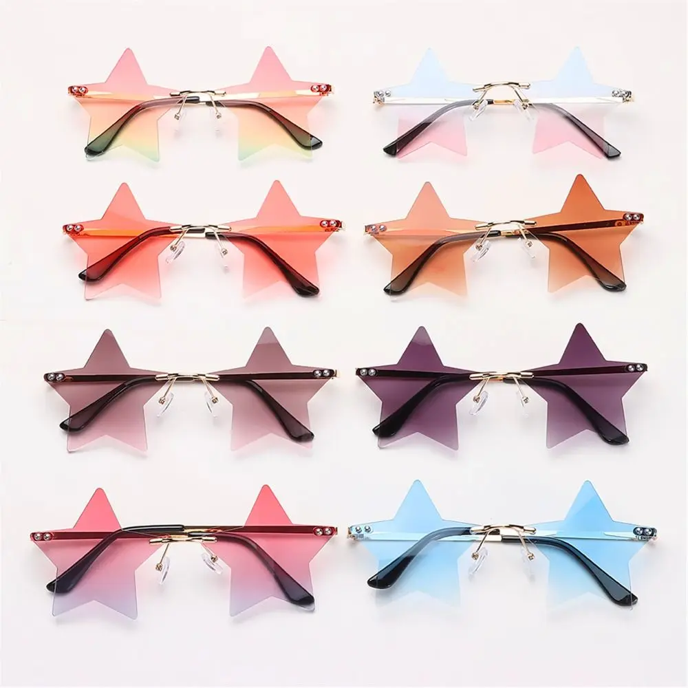 Pentagram Gradient Rimless Sunglasses - Trendy UV400 Star-Shaped Eyewear