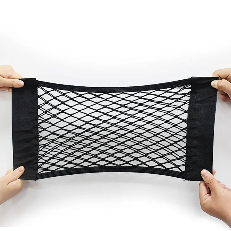 Universal Car Trunk Storage Organizer Bag Net with Sticker Accessories