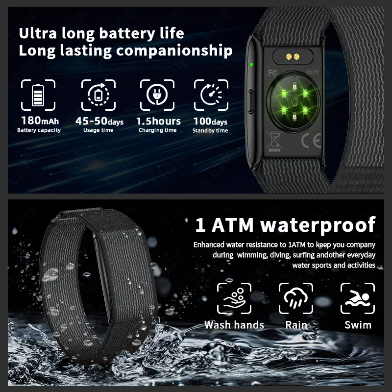 LIGE 무화면 스마트워치 2026 신형 GPS 트래젝토리 여성 AI 건강 팔찌 심박수 혈압 HRV 모니터 스마트워치