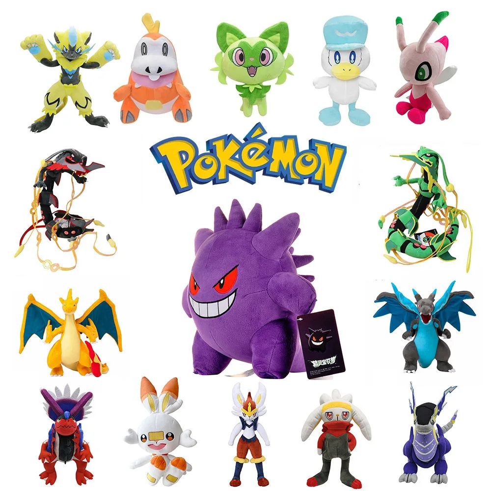 Pokemon Gengar Toy Pikachu Peluche Scorbunny Cenerentola Mega Evolution Rayquaza Charizard Bambola Di Pezza Morpeko Mewtwo Giocattoli Lucario