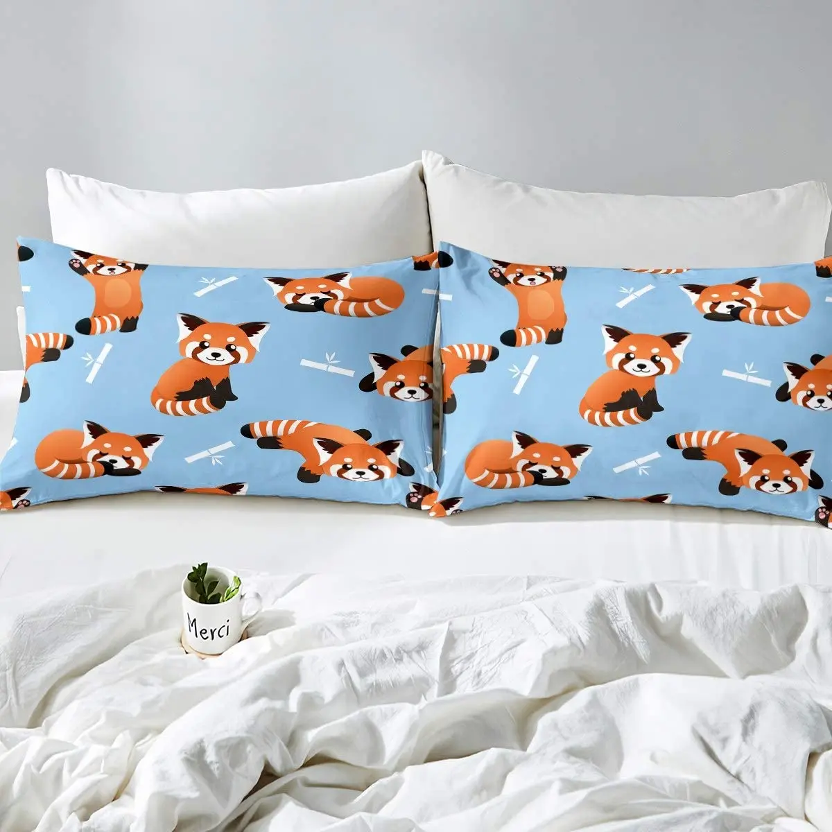 Red Panda Fitted Sheet Cute Animal Pattern Bed Sheet Set Kawaii Anime Bedding Kids Toddler Includes 1 Sheets & 2 Pillowcases 6