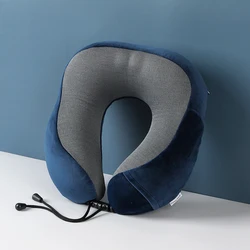 Ergonomic Memory Foam Travel Neck Pillow for Ultimate Comfort (Deep Blue)