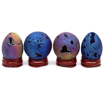 다채로운 전기도금 마노 크리스탈 볼 알, 천연 원석, 명상 요술, 차크라 레이키 힐링 홈 데코, 40mm