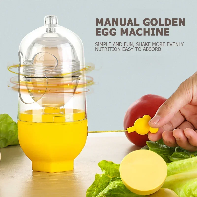 Portable Kitchen Cooking Gadget Inside Mixer Egg Cooker Tool Egg Scrambler Shaker Hand Powered Golden Egg Maker Kitchen Tools