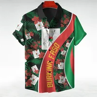 Burkina Faso Flag Map Graphic Shirts For Men Clothes Casual Hawaii Short Sleeve Shirt Africa Country Blouses National Emblem Top 2
