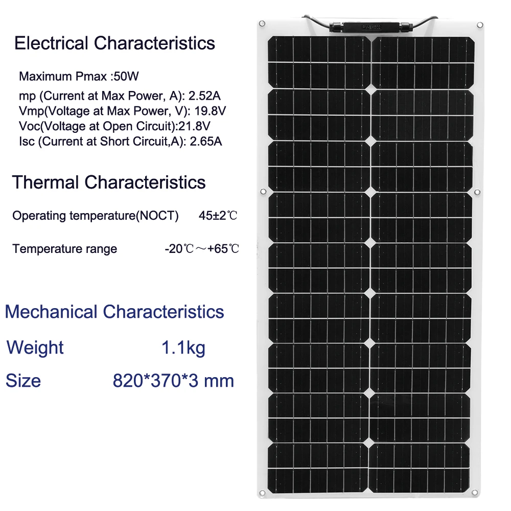 50W 100W 12V flexible solar panel 150w 200w solar panel caravan van Upgraded 10A /20A Solar Charge Controller for Car RV Marine