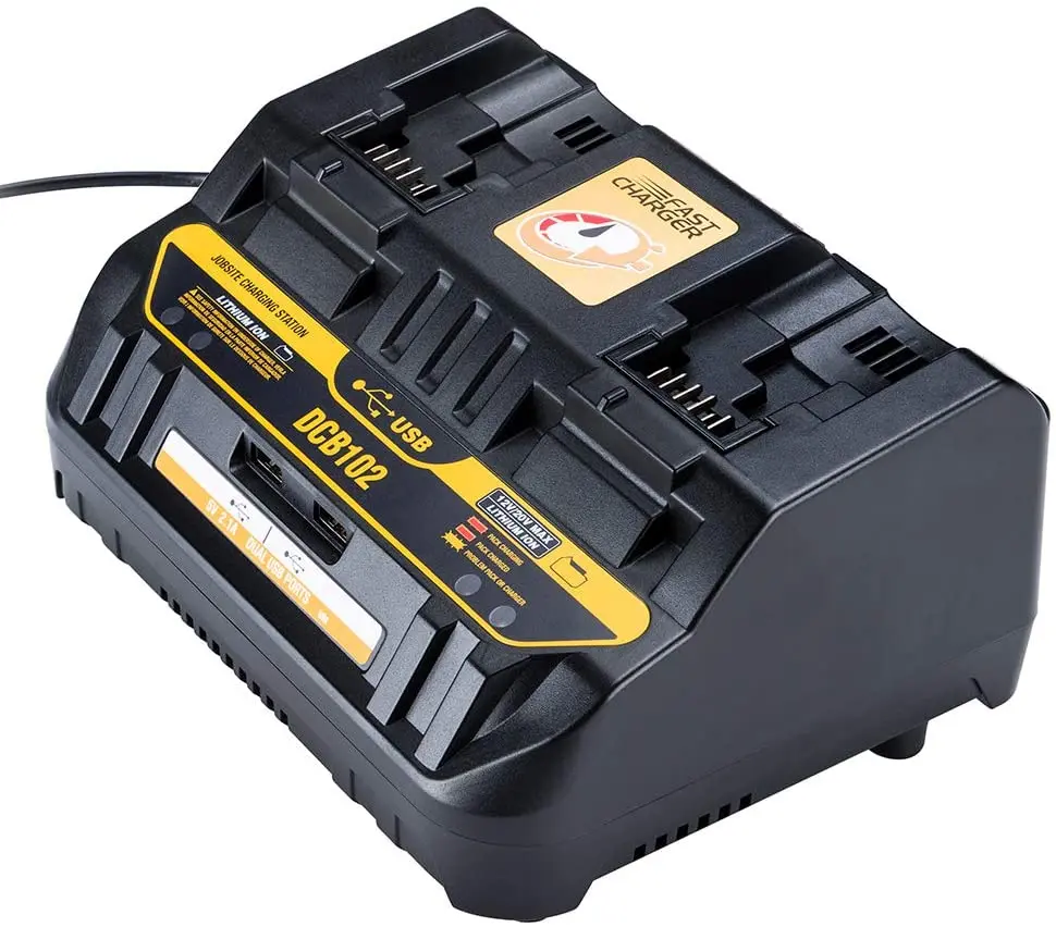 

DCB102 20V Battery Charger DCB102BP 2-Port Charger Compatible with Dewalt 12V - 20V DCB206 DCB205 DCB204 DCB201 DCB127 DCB120