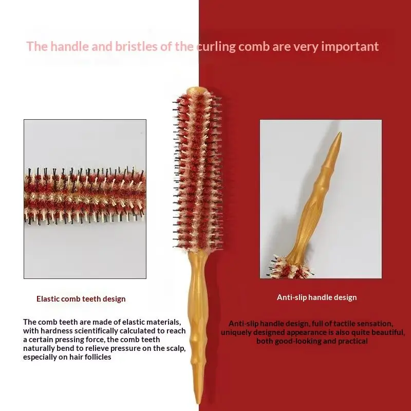 Pettine per lo styling dei capelli, spazzola rotonda per capelli medio-lunghi, massaggio del cuoio capelluto, districante, comoda impugnatura, forniture per salone - immagine 3