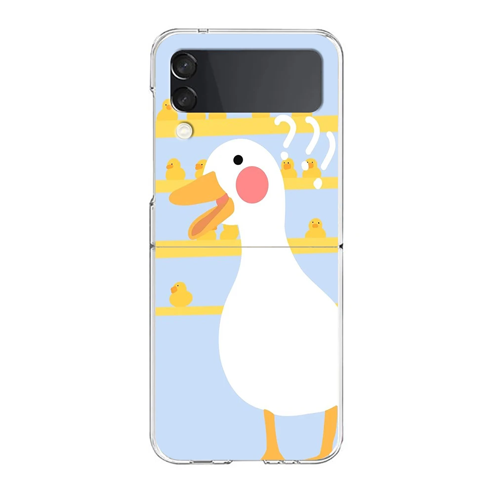 Cartoon niedlichen Gans Spiel Hard PC Handy hülle für Samsung Galaxy Z Flip 5 4 3 transparente Abdeckung für Galaxy Z Flip 6 faltbare Hüllen – Detail 5