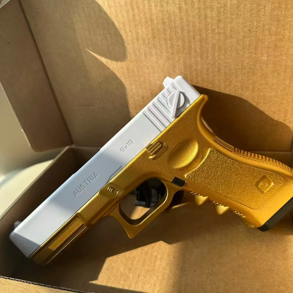 7-8mm Soft Bullet Weißgold G17 Spielzeugpistole mit Unterem Magazin für Outdoor CS-Spiele, Zubehör und Geschenk für Kinder und Erwachsene – Detail 6