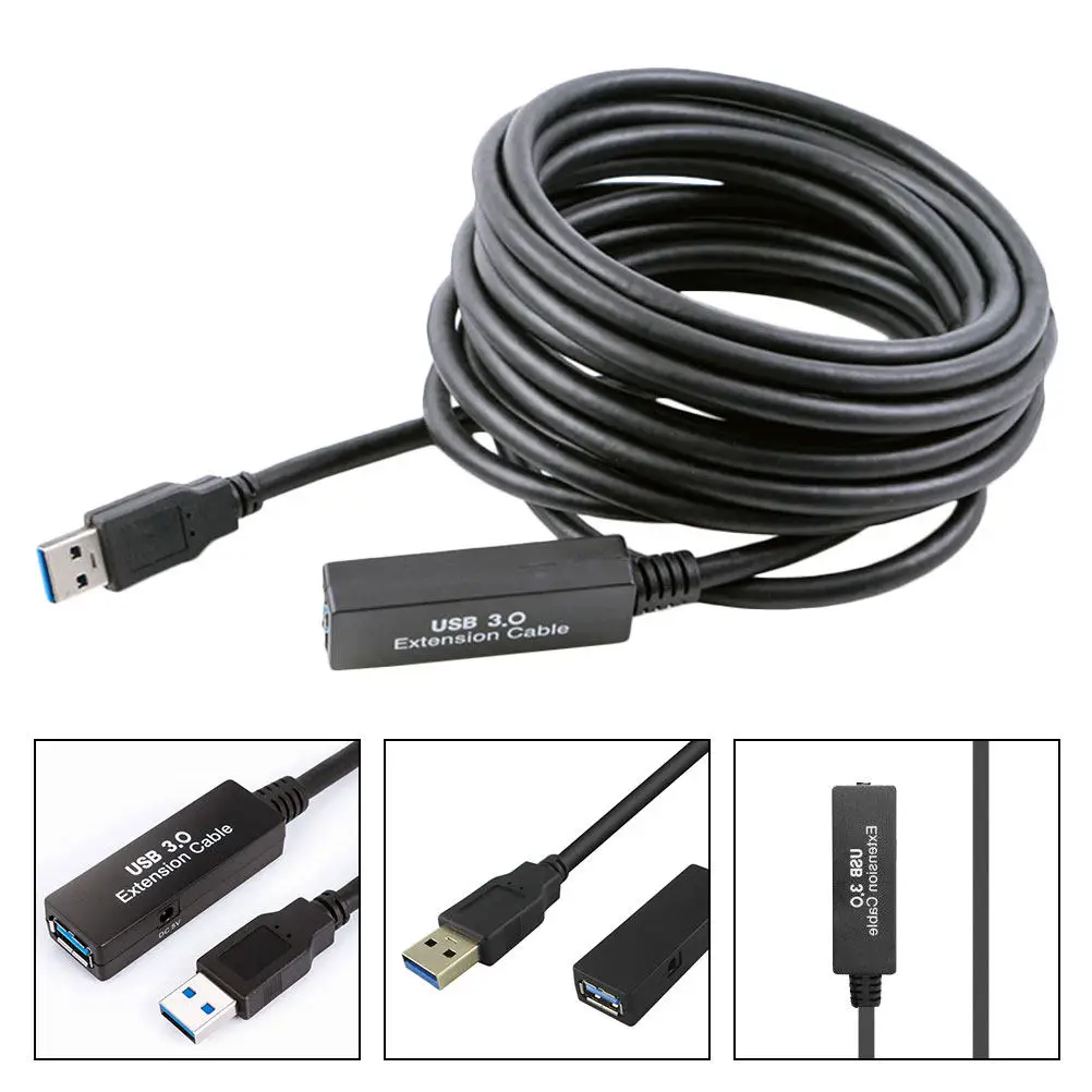 5M Usb3.0 확장 케이블 향상된 릴레이 증폭기 안정적인 전송 컴퓨터 마우스 키보드 데이터 케이블 장거리 홈 오피스 사용