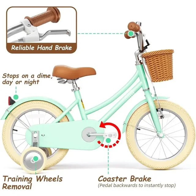 Children's Training Wheels Bike, 12-20 Inch, Adjustable Seat & Handlebar for Ages 2-12