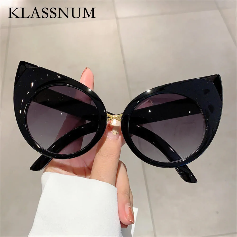 

KLASSNUM Vintage Cat Eye Sunglasses Woman Fashion Big Frame Cat Sun Glasses Female Retro Shades Eyewear UV400 Oculos De Sol 2024