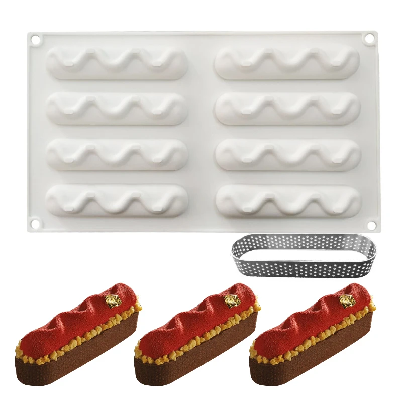 Dessert Silicone Mold Cake Decorating Tools Mold 8 Holes Wave Oval