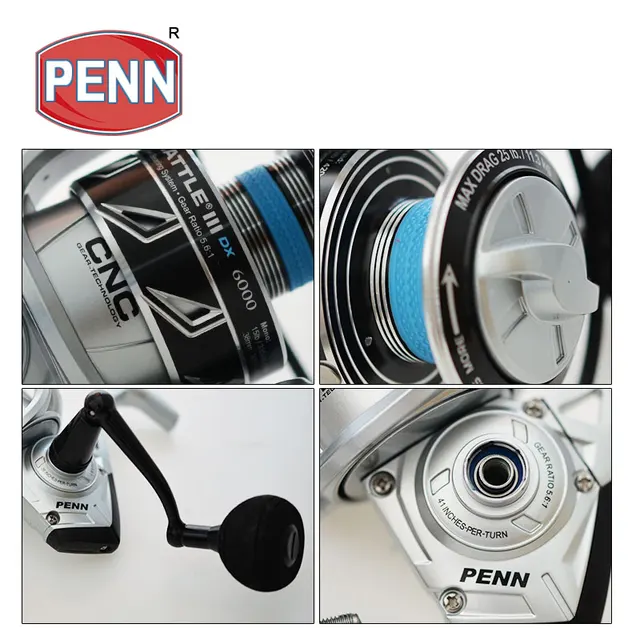 PENN Battle III Saltwater Spinning Fishing Reels, DX 2500, 3000, 4000,  5000, 6000, 8000, BTL 3, 100% Original