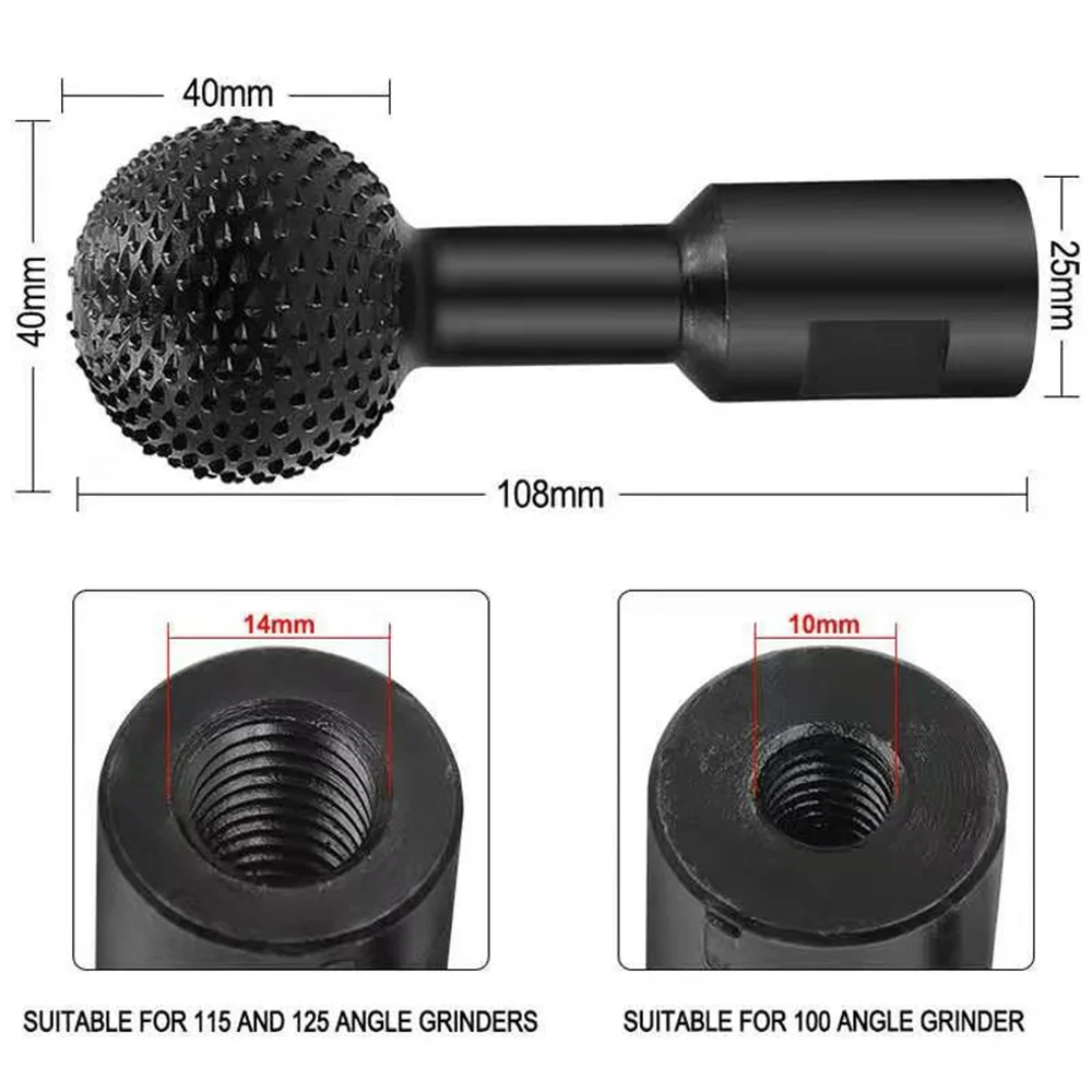 10/40MM Angle Grinder Spherical Spindle Rotating Wood Carving Polishing Engraving Drill Ball Chisel Grinding Woodworking Tool