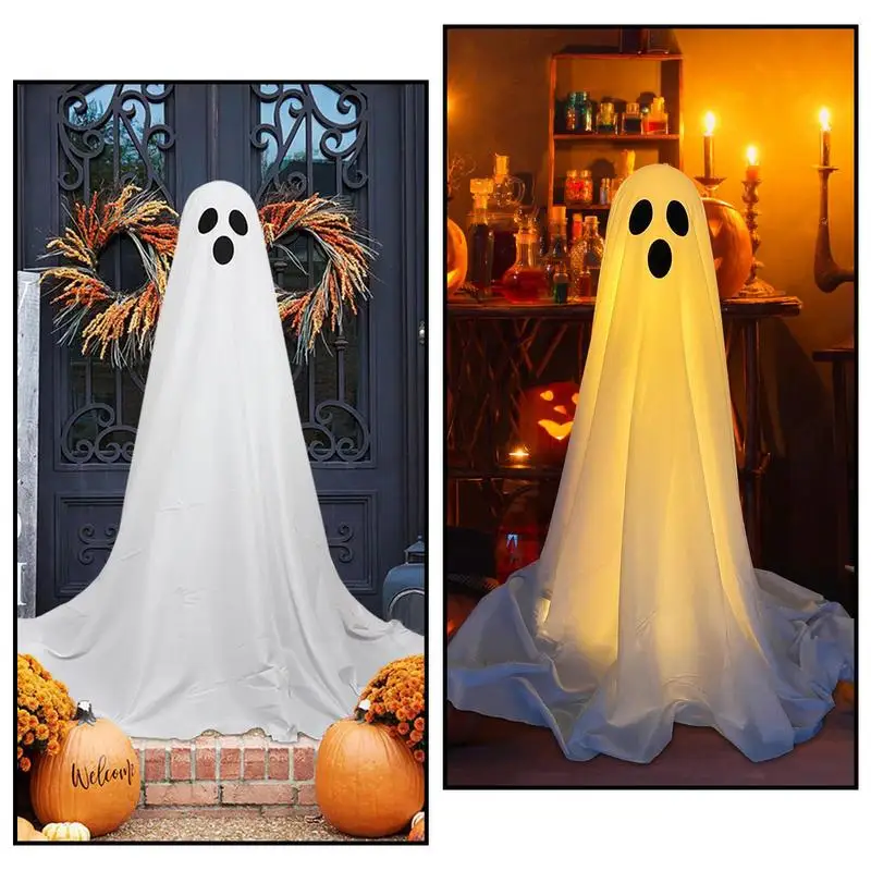 

Halloween Decorations Props White Ghost Decoration Home Ghost Festival Dress Up Glowing LED Ghost Skull Lamp Decorations