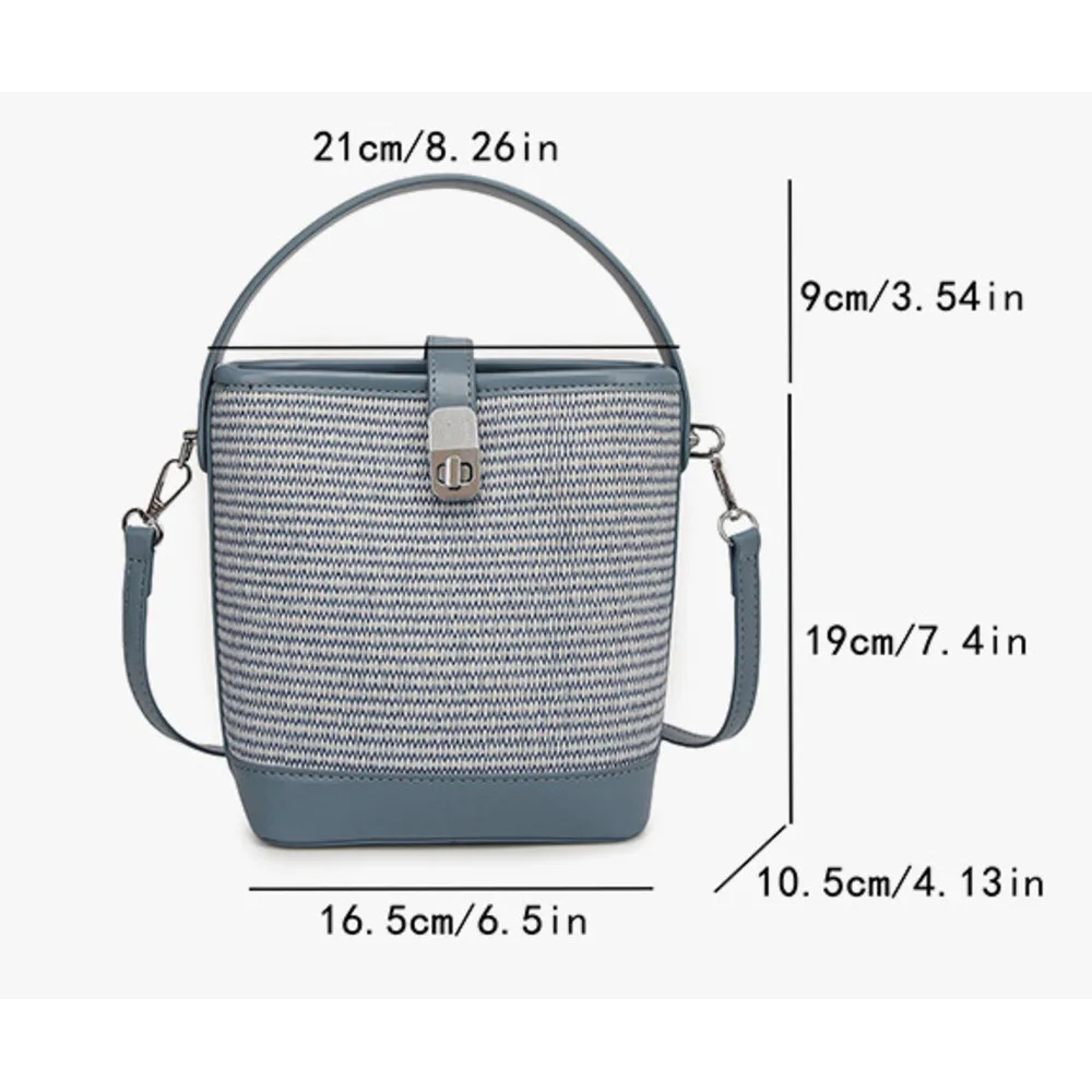Erba di nicchia super popolare per le donne 2024 nuova borsa a secchiello per l'acqua a tracolla intrecciata versatile con blocco di colore estivo, mobile_voghion.com