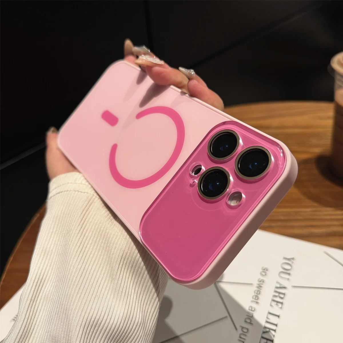 Enhanced Magnetic Frosted Phone Case with Big Window Glass Lens Protection & Magsafe Wireless Charging Compatibility