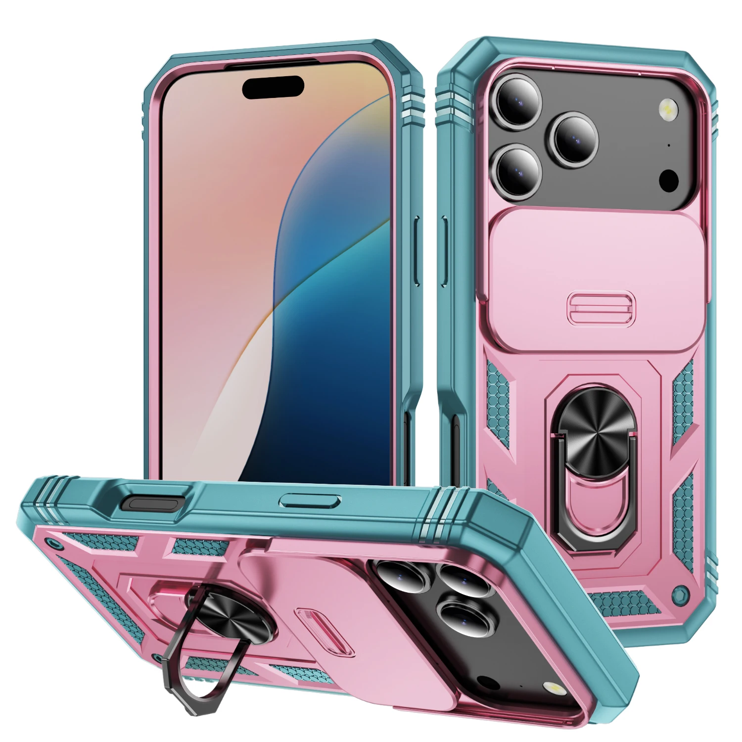 Heavy Duty Phone Case with 360-Degree Kickstand and Camera Protection