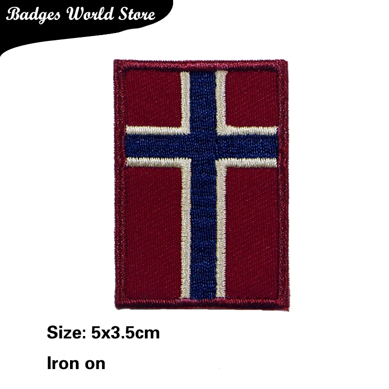 Big Medium and Small Norway Flag Icon Towel Embroidery Applique Patches For Clothing DIY Iron on Patch on the sticker