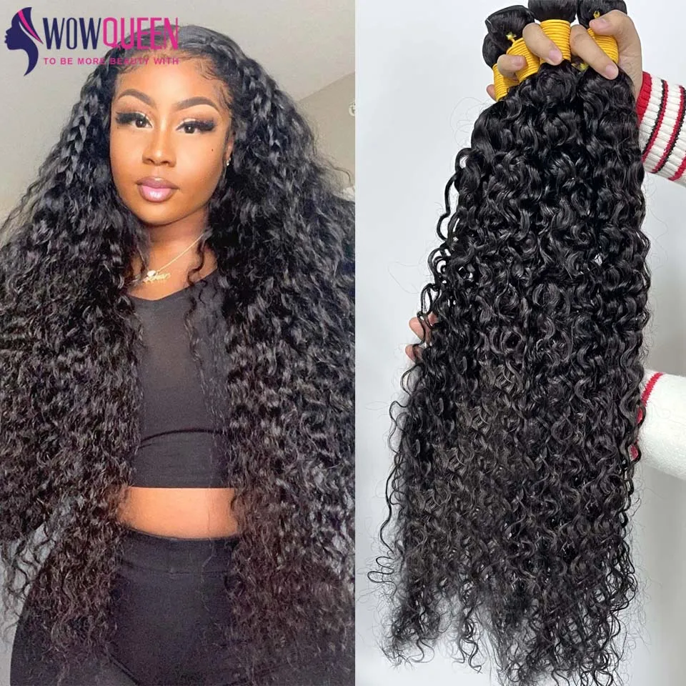 Water Wave Bundles Boucle Tissage Cheveux Humain 12A Tissage Cheveux Humain 1/3/4 PCS vague d'eau Bresilienne Cheveux Humain Pour Femme