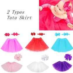 Jupe Tutu + pince à cheveux, 2 Types de vêtements de fête princesse pour enfants, accessoires pour cheveux avec nœud en Tulle 