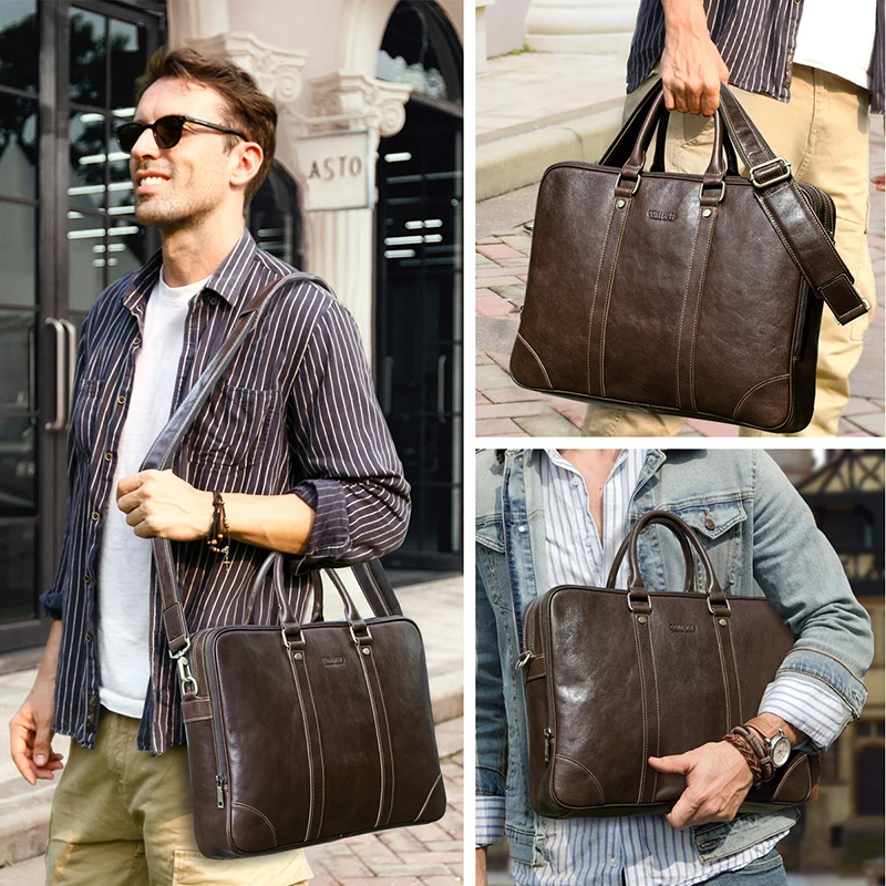 New Men/Women Printed Leather Business Briefcase Messenger Bag 14/16 inches Laptop  Shoulder Bag Crossbody Bags Computer Handbag - AliExpress