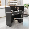 Modern Reception Desk with Counter and Storage Shelves Reception Room Desk (Black)  18.9"D x 43.7"W x 47.2"H 3