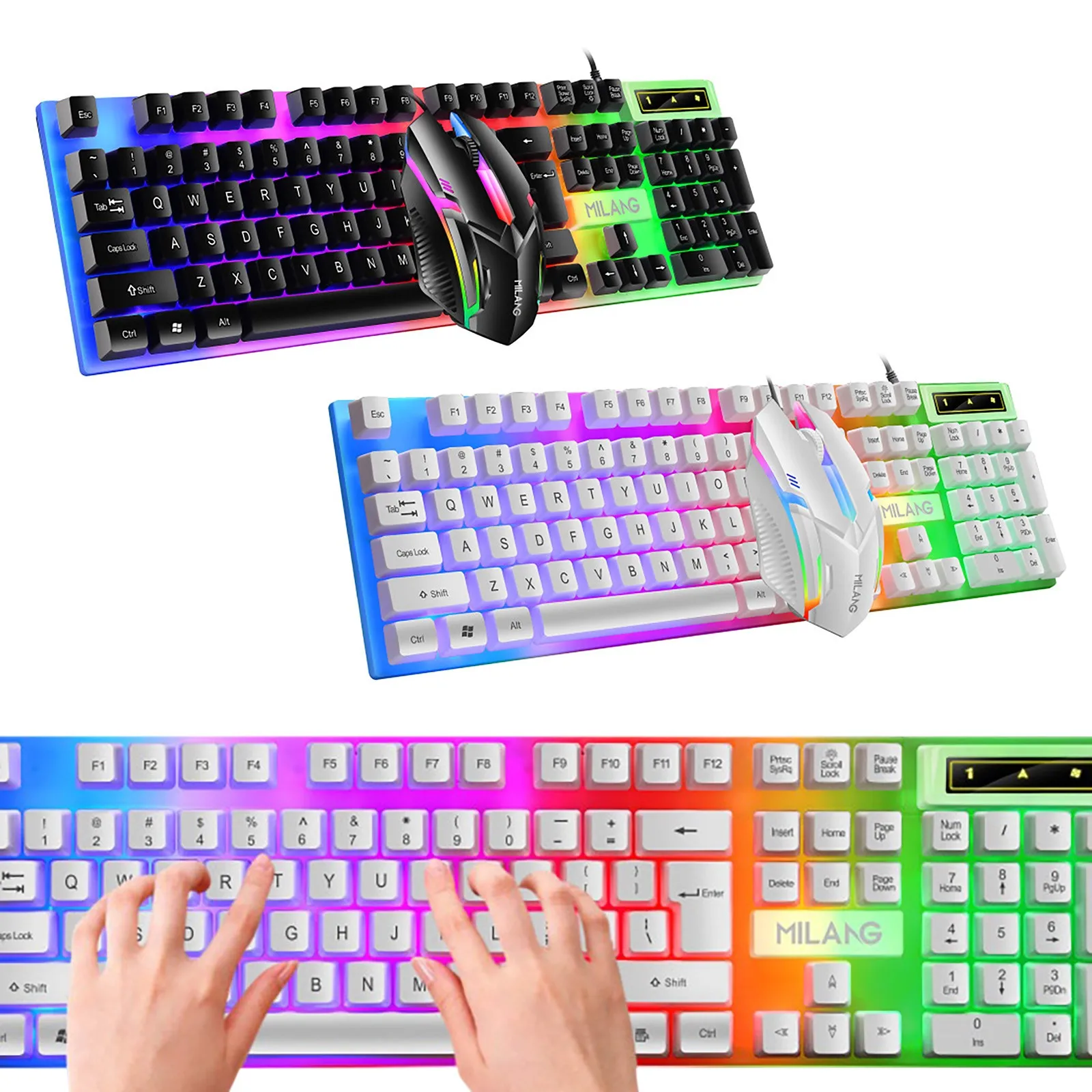2 In1 Gaming Keyboard Computer Mouse Gamer Sets 104keys PC Keypads Ergonomic Wired For Laptop клавиатура |