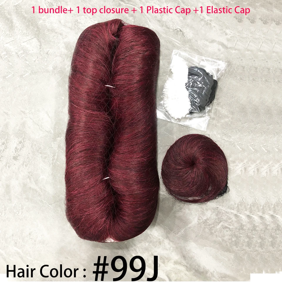 28PCS Brazilian Short Human Hair Extensions One Pack For A Full Head 100% Human Hair Bundles With Free Closure Straight 99JColor 6
