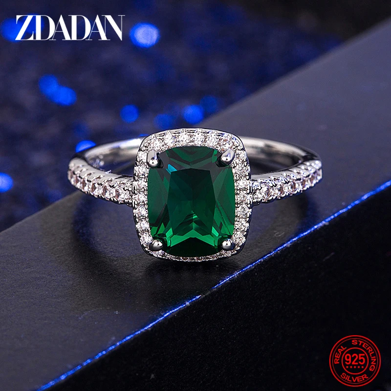 ZDADAN 925 Sterling Silver Vintage Emerald Rings For Women Wedding Engagement Jewelry - Image 2