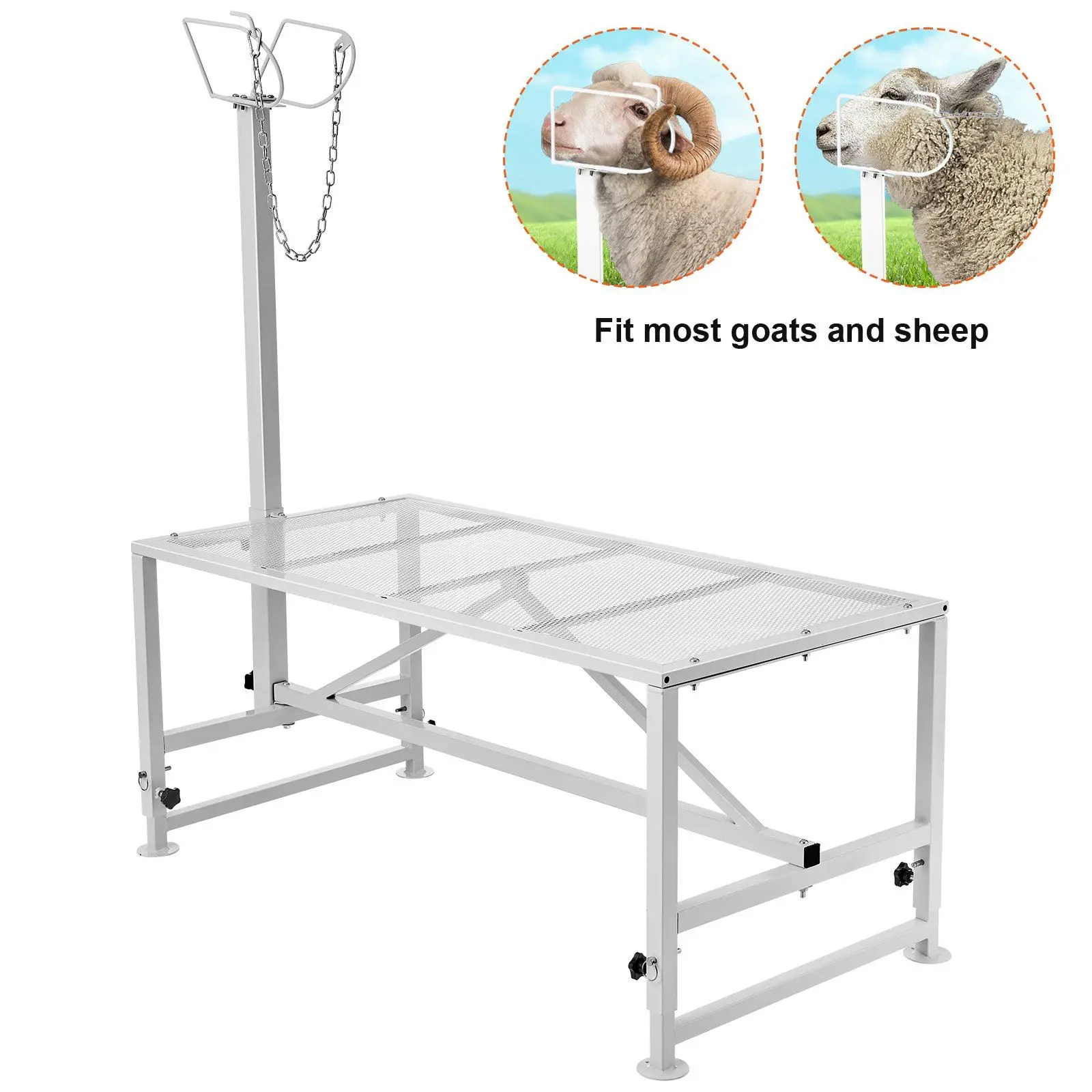 Goat & Sheep Stand, 51x23 inch Livestock Stand, Metal Livestock Milking and Shearing Stand 21" to 33" Adjustable Height, with H