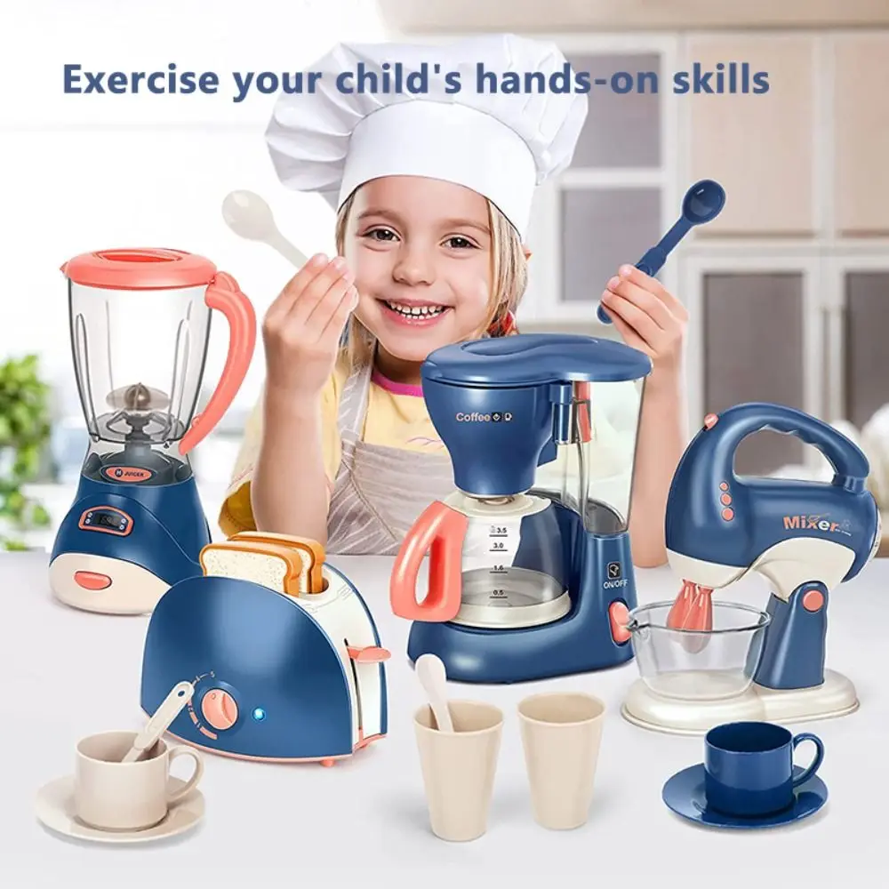 Kitchen Pretend Play Toys For Kids Electric Vacuum Cleaner Microwave Cooker Juicer Washing Machine Household Appliance Girls Toy 2