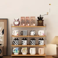 Countertop Drinking Cup Storage Cabinet Multi-layer Rack Water Cup Bamboo Storage Box Wine Glass Rack Mug Coffee Cup Rack 2